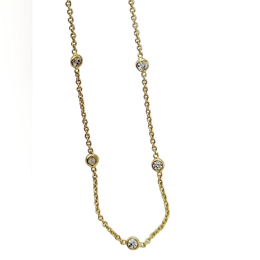 17.5" 925 Italy Gold overlay Necklace with 5 stones
